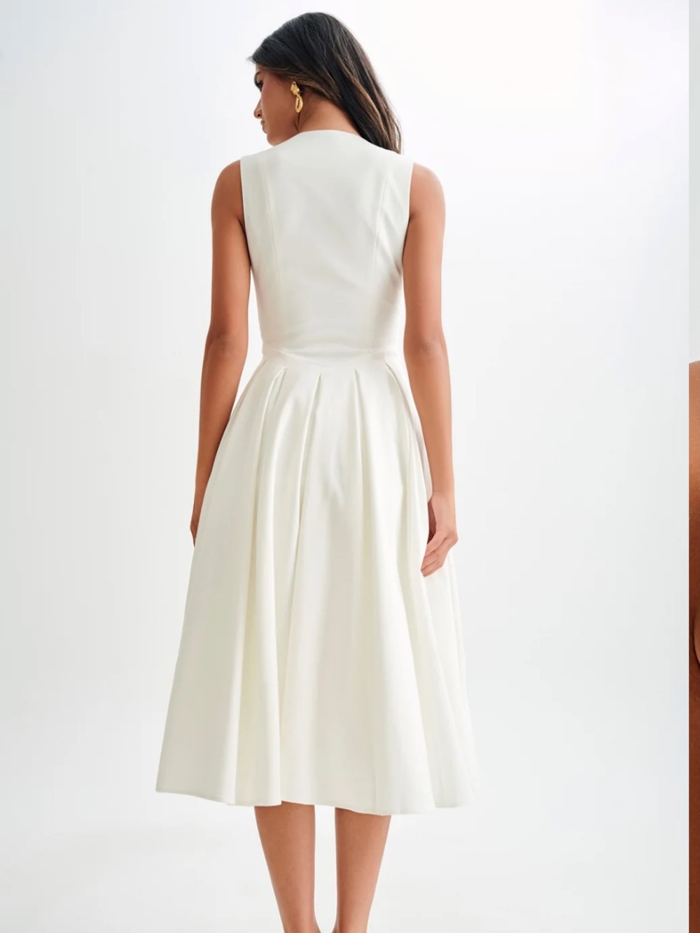 Meshki Keely Cotton Sleeveless Midi Dress - White - Picture 3 of 11